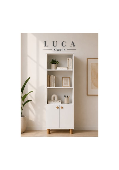 Luca 2 Kapaklı Kitaplık Beyaz