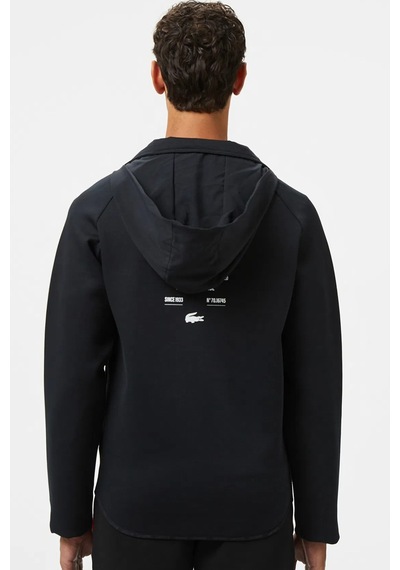 Lacoste Men's Full Zip Hoodie Sweatshirt Erkek Kapüşonlu Tam Fermuar Sweatshirt Siyah Siyah