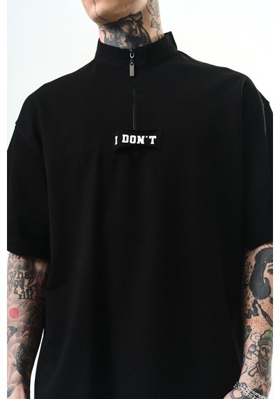 Respire Erkek I Don't Nakışlı Oversize T-shirt Siyah