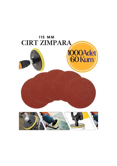 1000 Adet 115 Mm Cırt Zımpara Kağıdı 60 Kum Avuç Taşlama Spiral Uyumlu Velcro Deliksiz Cırtlı Zımpara
