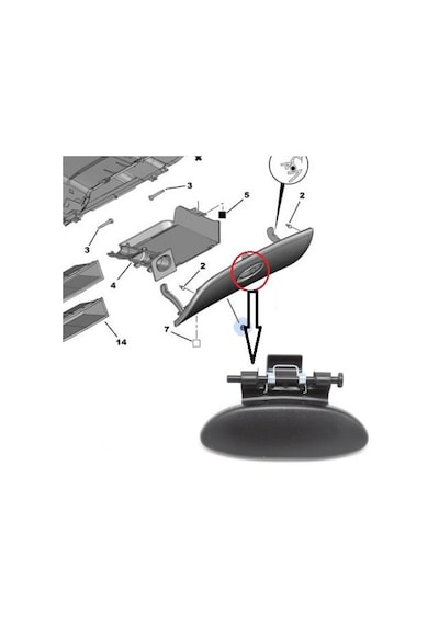 Torpido Kapak Acma Mandalı Yaylı Peugeot 206 1997- 8218C8-8218Q2-