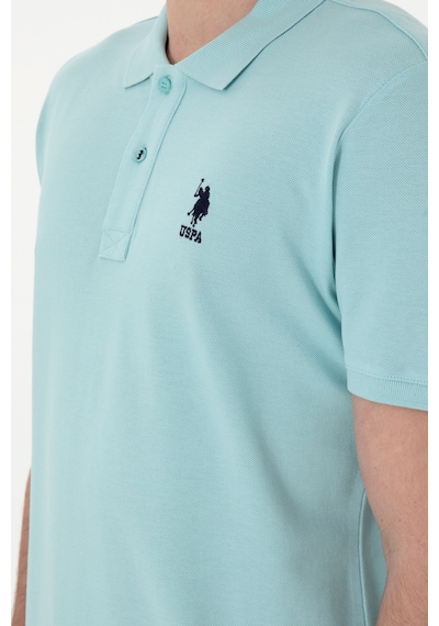U.S. Polo Assn. Erkek Slim Fit Polo Yaka Açık Mavi Basic Tişört 50298041-VR083