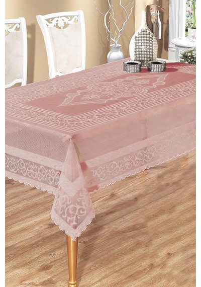 Raşel Örme 140x180 Pano Desenli Masa Örtüsü Pembe Pembe