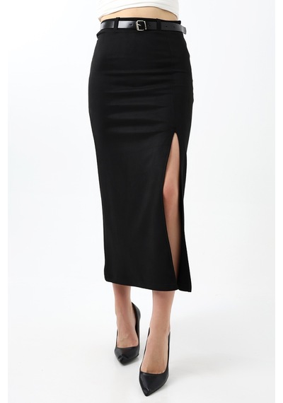 Gugus Kadın Süet Kuamaş Trend Model Uzun Kemerli Fermuar Kapamalı Yırtmaçlı 92 Cm Maxi Boy Etek Siyah Gugus Kadın Süet Kuamaş Trend Model Uzun Kemerli Fermuar Kapamalı Yırtmaçlı 92 Cm Maxi Boy Etek Siyah