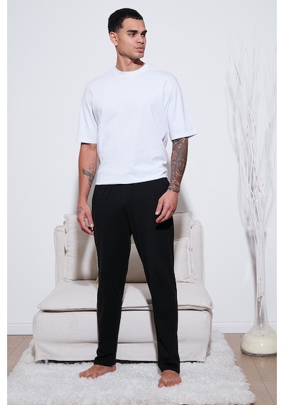 Buratti Pamuklu Regular Fit Normal Bel Düz Paça Cepli 2'Li Paket Erkek Pijama Altı 6574003S2 Siyah-Siyah