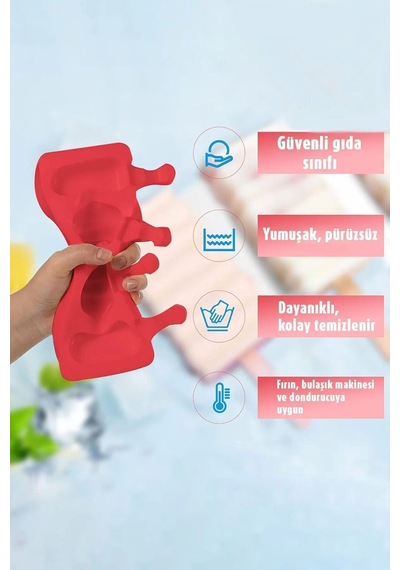 1 Adet Magnum Silikon Dondurma Kalıbı 50 Çubuk Hediyeli 3'lü Renkli Çubuk Dondurma Kabı Buz Kalıbı S Diğer