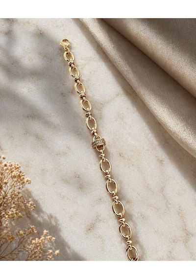 Cm Jewelry Oval Zincir Bileklik Gold Premium Şık Tasarım Ayarlanabilir Altın