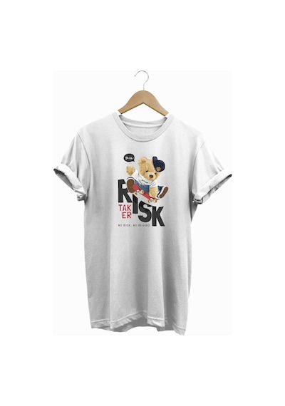 Risky Bear Baskılı Tshirt Beyaz