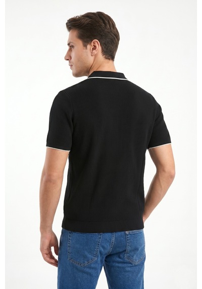Baglan Erkek Spor Polo Yaka Triko Tişört Bgl-st05374 Siyah