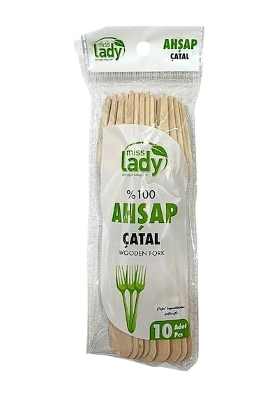 Lüx Ahşap Çatal 10'li Diğer