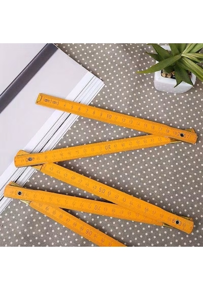 Katlanır Cetvel Ahşap Marangoz Ölçüm Metresi 1 Metre Ahşap