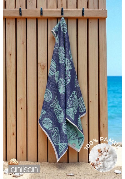 Tribal Plaj Havlusu %100 Pamuk 70x140 Mavi