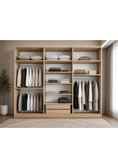 Luma Tamamı Mdf Sürgü Kapaklı Dolap Gardırop Yüklüklü Meşe 180 Cm