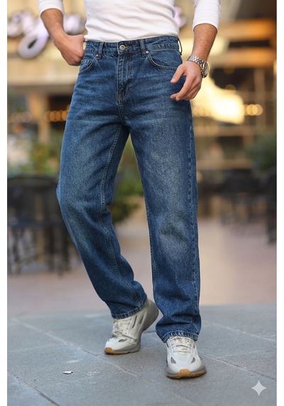 Little Cup Jeans Co Erkek Mavi Rodeo Baggy Fit Rahat Kalıp Jean Pantolon