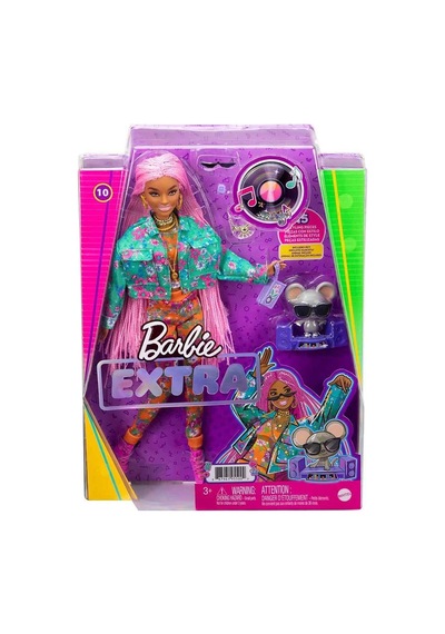 Barbie Extra Pembe Örgü Saçlı Bebek Mtl-gxf09