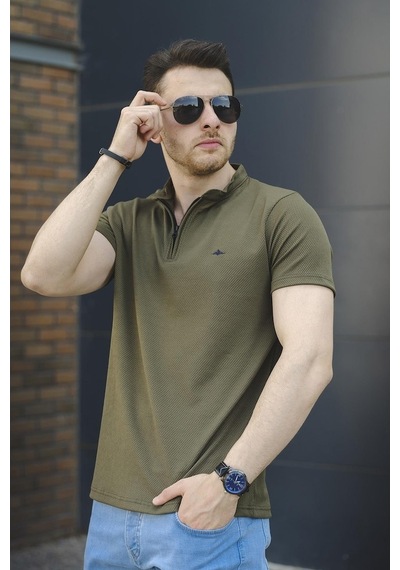 Roderick Hakim Yaka Petek Kumaş Yarım Fermuarlı Erkek Tshirt
