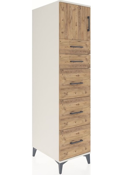 Kronos Dolap Tek Raflı 5 Çekmeceli Tek Kapaklı 44x59x182 Aytaşı-çam Aytası
