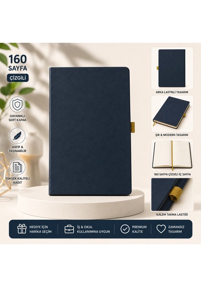 Modern Tasarım Lastikli Ajanda/defter Siyah - Sarı