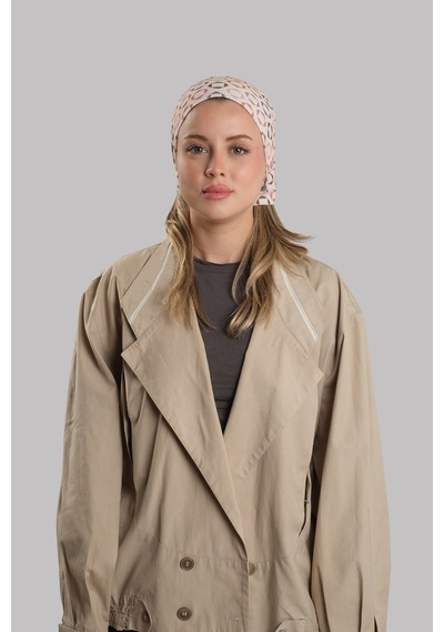 Bej Pratik Hazır Geçmeli Buff Bandana Sandy Geometrik Desenli Boru Bone 2416 12