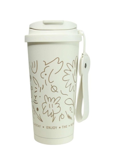 Shotay St-8913 Çift Kullanım Pipetli/rahat İçim Beyaz 500ml Çelik Termos Diğer