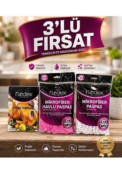 Mikrofiber Havlu Paspas/mikrofiber Paspas/ Fırın Torbası 3,lü Fırsat Açık Pembe
