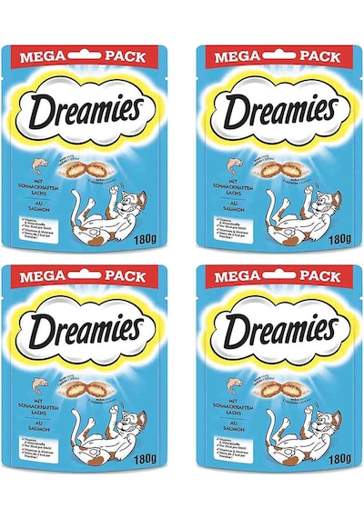 Dreamies Somonlu Mega Paket Yetişkin Kedi Ödül Maması 4 x 180 G