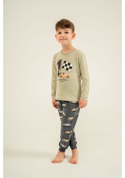 Rolypoly Erkek Çocuk Speedway Racing Club Yeşil Uzun Kol Pijama Takım Rp3875-c-v2 Rp3875-c-v2