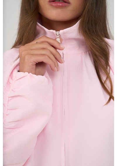 Mai Collection Positano Büzgü Detay Pembe Bomber Ceket