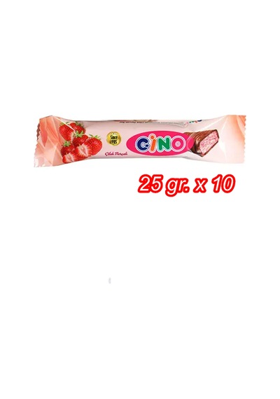 Sütlü Çikolata Kaplamalı Çilek Parçalı Bar / 25 Gram X 10 Adet