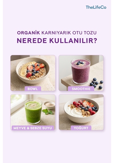 Thelifeco Organik Psyllium Karnıyarık Otu İçecek Tozu 180 G