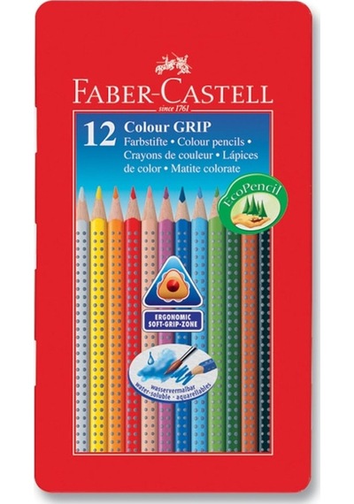 Faber-Castell Grip 2001 Metal Kutu Boya Kalemi 12 Renk