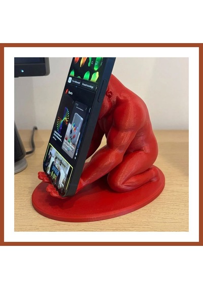 Bezos 3d Baskı Goril Telefon Tutucu - Kaslı Goril Masaüstü Telefon Standı-kırmızı Pro Standart