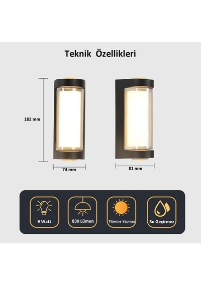 Dekoratif Su Geçirmez Üç Yönlü Led Aplik Cata Lara 9w 3200k Gün Işığı Led Aydınlatma Diğer