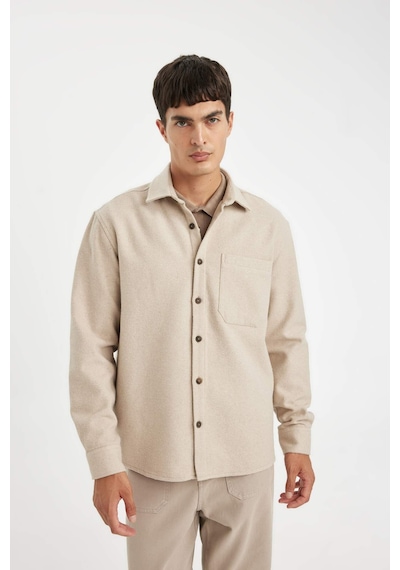 DeFacto Regular Fit Polo Yaka Basic Düz Pamuk Karışımlı Uzun Kollu Gömlek D2622AX24AUBG779 DeFacto Regular Fit Polo Yaka Basic Düz Pamuk Karışımlı Uzun Kollu Gömlek D2622AX24AUBG779