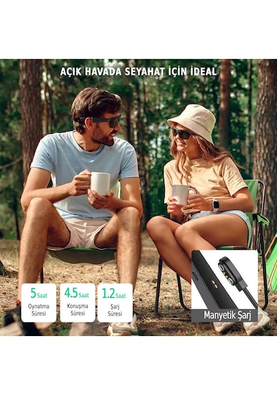 Qstar G02 Akıllı Bluetooth Güneş Gözlüğü Siyah Polarize Gözlük