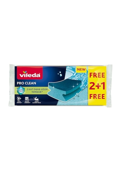 Pro Clean Aktif Enzimli Oluklu Sünger, 3'lü Paket