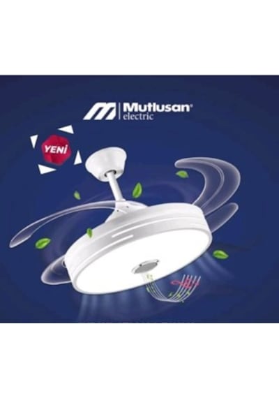 Mutlusan 20''30 Watt 250 Dd 220/230 Volt Monofaze Aydınlatmalı Işıklı Bluetoothlu Uzaktan Kumandalı Tavan Vantilatörü Beyaz