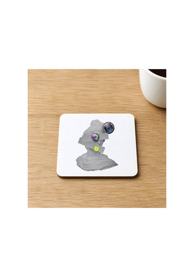 Heykel Baskılı 9x9 Cm Kare Mdf Bardak Altlığı Ahşap Çok Renkli