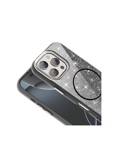 Ardemix Apple Uyumlu iPhone 16 Pro Max Kılıf Magsafe Şarj Özellikli Parlayan Simli Okso Kapak - P Pembe