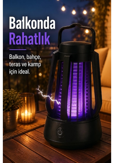 Mor Işıklı Taşınabilir Sineksavar Lamba Tek Tuşlu Koruyucu Gövdeli Kullanışlı Cihaz