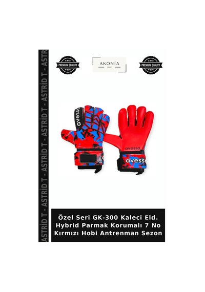 Özel Seri Gk-300 Kaleci Eld. Hybrid Parmak Korumalı 7 No Kırmızı Hobi Antrenman Sezon
