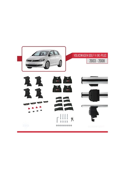 Volkswagen Golf V 1k Plus 2003-2008 Arası İle Uyumlu Ace-4 Ara Atkı Tavan Barı Gri