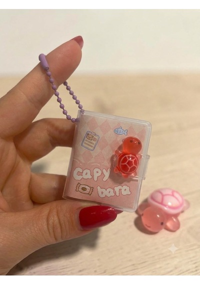 Mini Anahtarlıklı Not Defteri 5x4 Cm Ve Sevimli Kaplumbağa Figür 5x4 Cm - Pembe