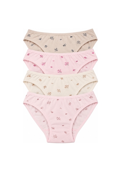 Westicgiyim Kadın Çiçekli Likralı Bikini Külot 4'lü Paket %100 Pamuk Yumuşak Rahat Asorti Desenli M L Xl çok Renkli