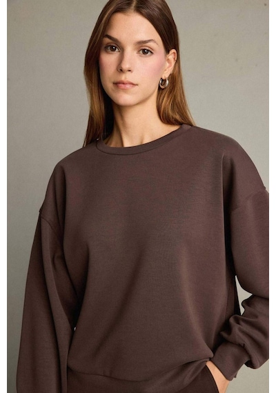 Defacto Bisiklet Yaka Modal Sweatshirt G2913ax25aubn336 Kahve