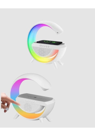 Rgb Işıklı Kablosuz Şarjlı Hoparlör Fm Radyolu Akıllı Gece Lambası