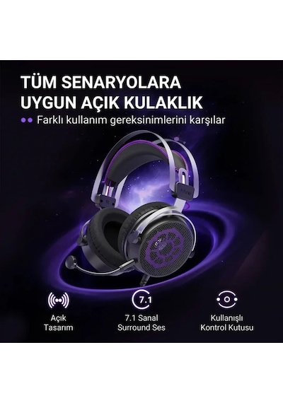 Fifine Ampligame H18v 7.1 Surround Open-back Oyuncu Kulaklığı