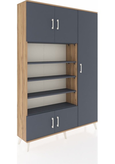 Arges Dolap 11 Raflı 5 Kapaklı 132x30x195 Çam-antrasit/antrasit Çam Arges Dolap 11 Raflı 5 Kapaklı 132x30x195 Çam-antrasit/antrasit Çam