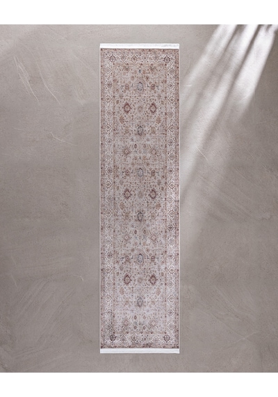 Madame Coco Sauvrel Shiny Effect İpeksi Kadife Halı - Kahverengi - 80x300 Cm 8684427224168 Çok Renkli