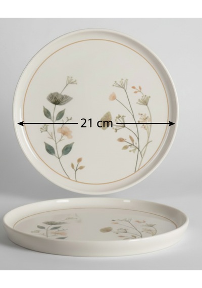 6 Kişilik Nodric Kenar Toledo Pasta Tabağı 20cm Dijital Arte Desen Krem